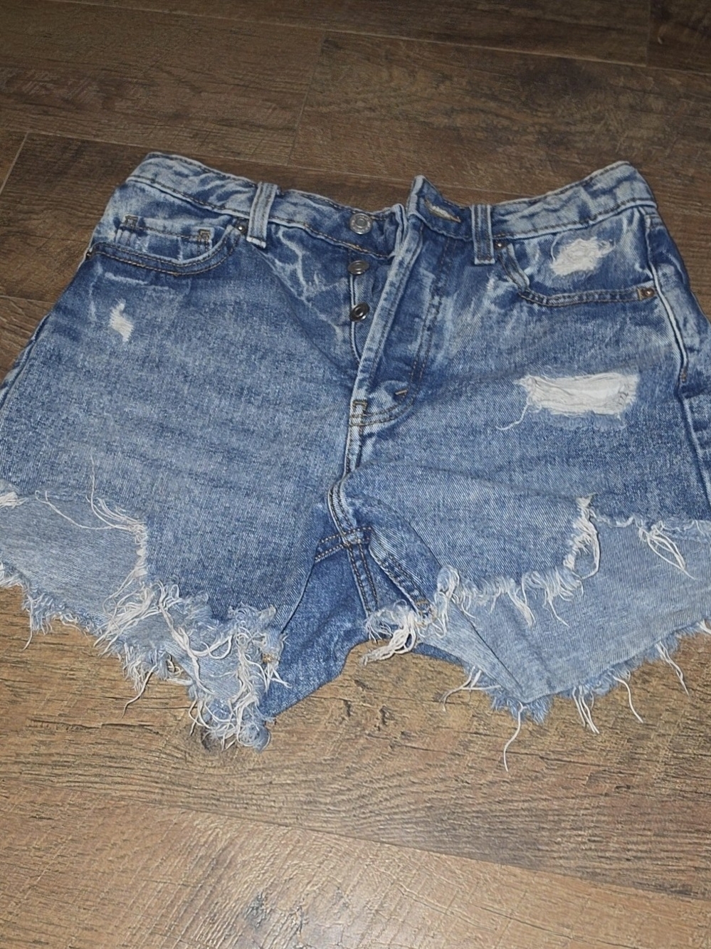 Target Blue Distressed High-Waist Denim Shorts